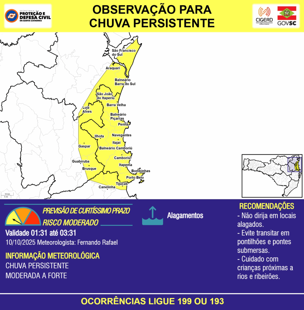 Alerta de Chuva e Alagamentos em Santa Catarina: Litoral Norte e Vale do Itajaí