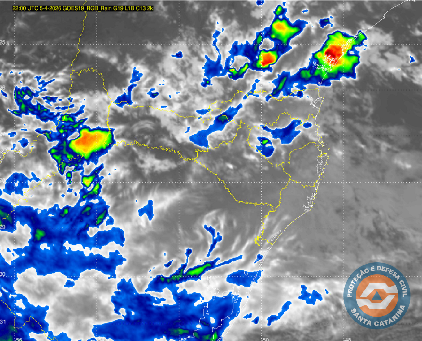 Monitoramento Meteorológico SDC/SC 05/04 19:30