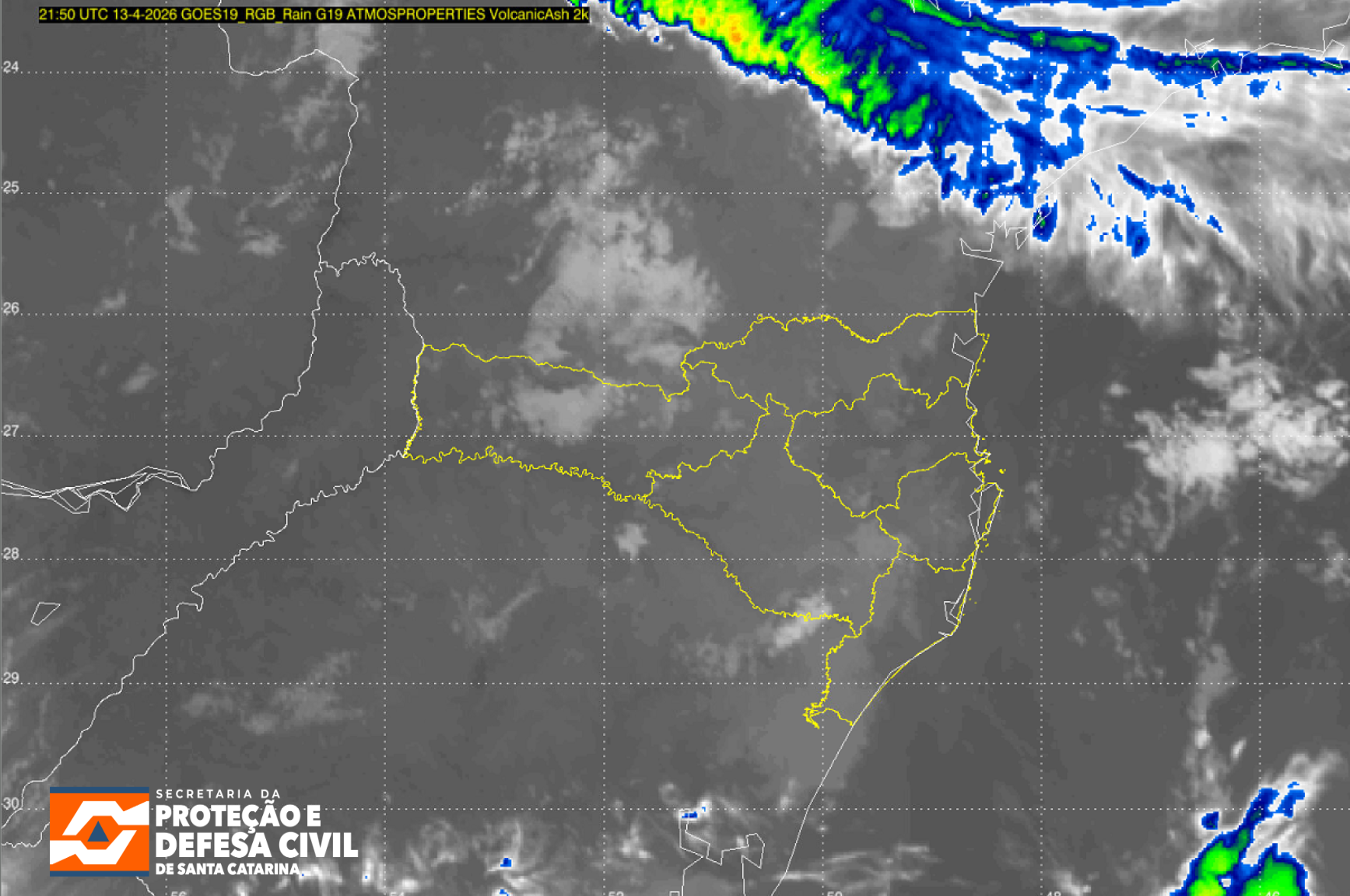 Monitoramento Meteorológico SDC/SC 13/04 19:30