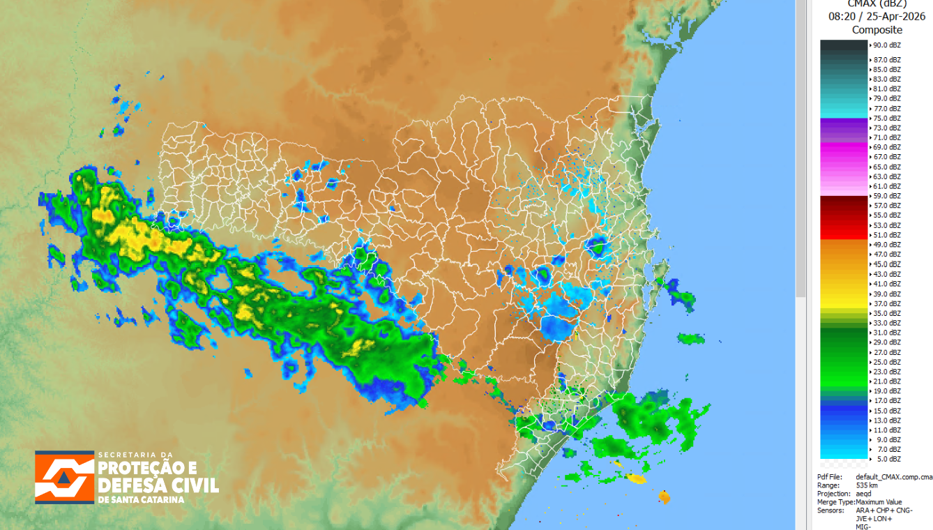 Monitoramento Meteorológico SDC/SC 25/04 05:30