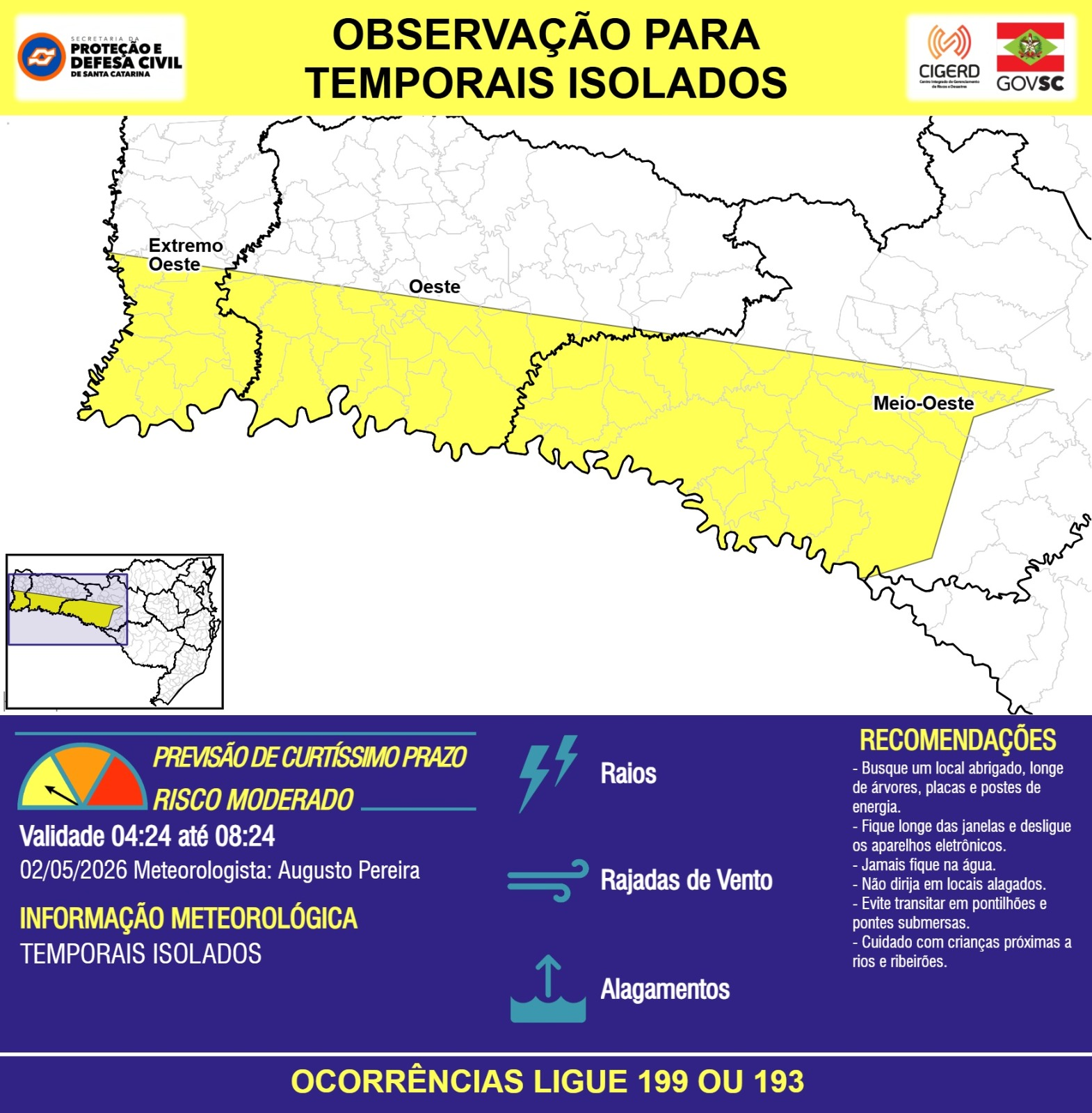 Frente fria traz temporais e alertas laranja e amarelo para Santa Catarina — image 4