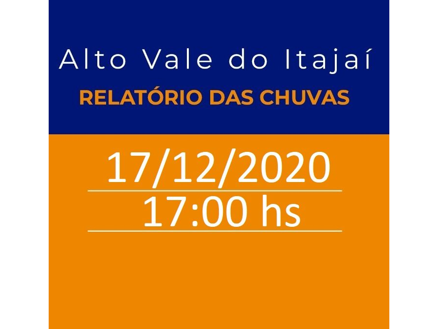 Informe Alto Vale do Rio Itajaí -17/12/2020 - 17 hs
