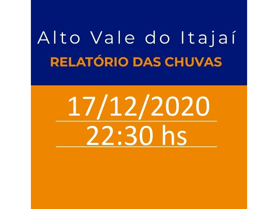 Relatório de ocorrências na região do Alto Vale do Rio Itajaí – 17/12/2020 – 22:30 hs