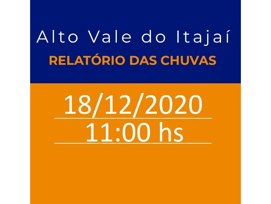 Relatório de ocorrências na região do Alto Vale do Rio Itajaí – 18/12/2020 – 11:00 hs