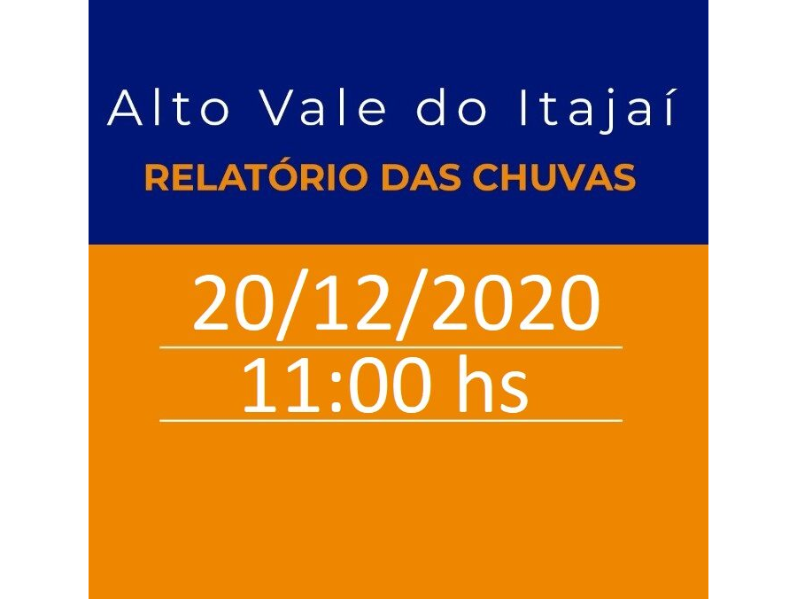 Relatório de ocorrências na região do Alto Vale do Rio Itajaí – 20/12/2020 – 11:00 h
