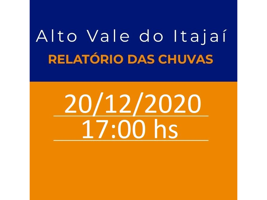 Relatório de ocorrências na região do Alto Vale do Rio Itajaí – 20/12/2020 – 17:00 h