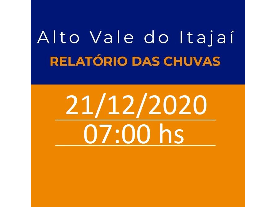 Relatório de ocorrências na região do Alto Vale do Rio Itajaí – 21/12/2020 – 07:00 h