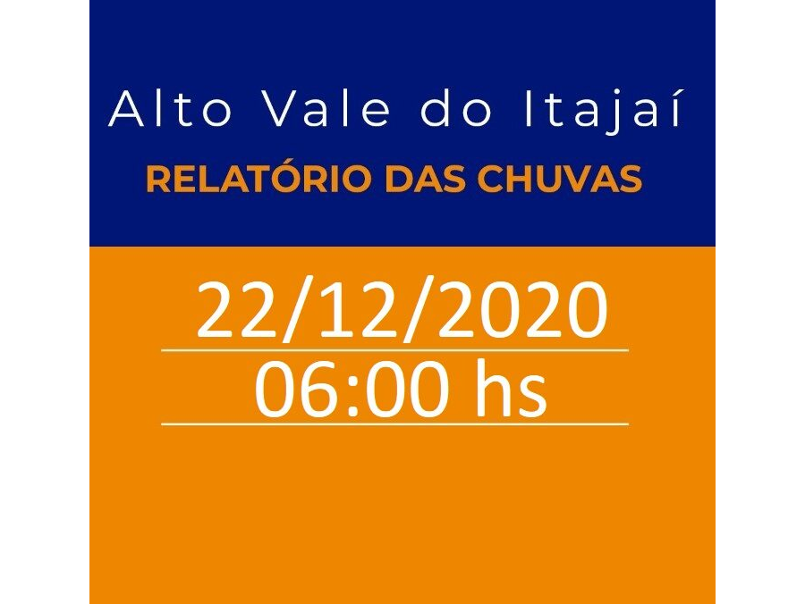 Relatório de ocorrências na região do Alto Vale do Rio Itajaí – 22/12/2020 – 06:00 hs