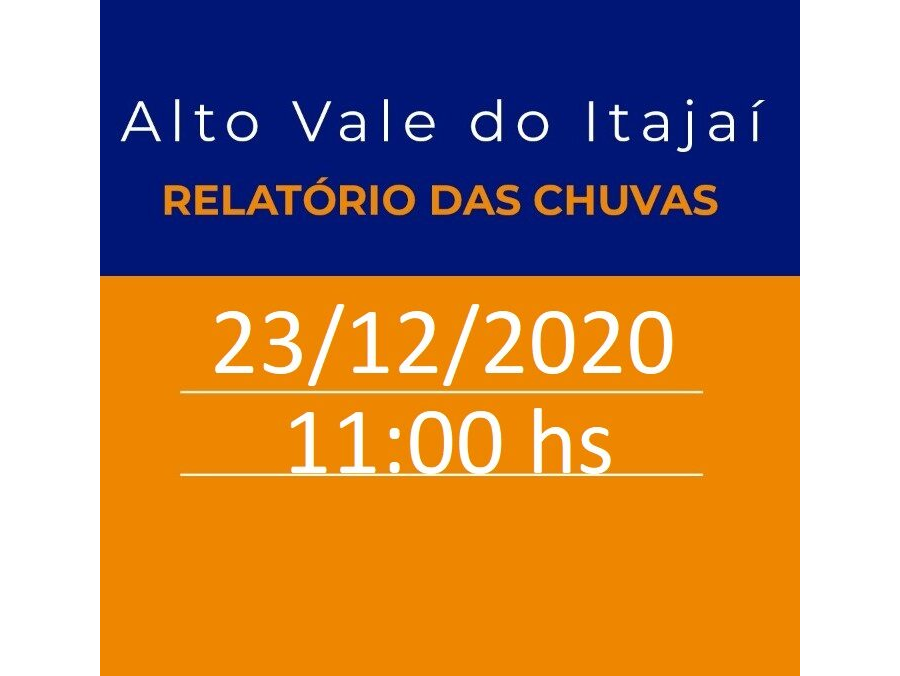 Relatório de ocorrências na região do Alto Vale do Rio Itajaí – 23/12/2020 – 11:00 hs